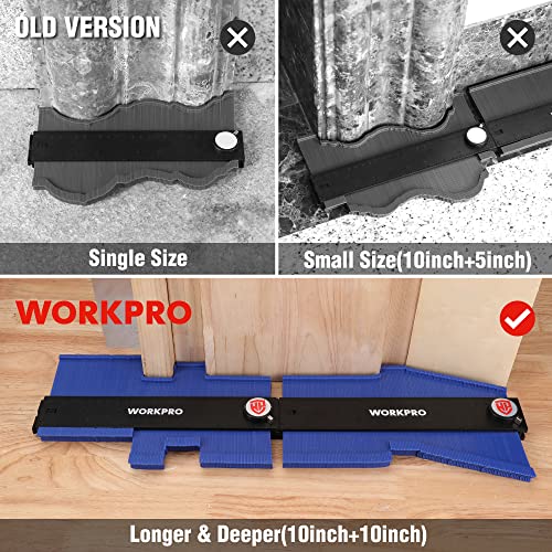 WORKPRO Connectable Contour Gauge (10+10 Inch), Profile Duplicator with Lock, Precisely Copy Irregular Shape, Gift for Father, Husband, Outline WORKPRO