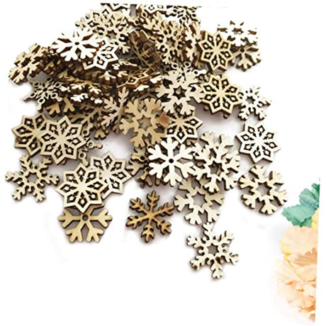NOLITOY 100 Pcs Home Decorations Decor Gift Tags for Presents Christmas Unfinished Wood Slices Christmas Wooden Cutout Snowflake Ornaments Wooden NOLITOY