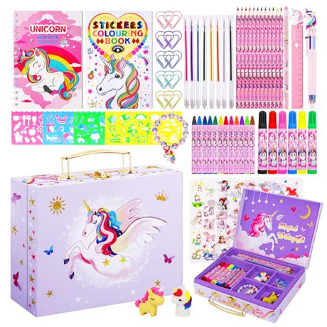 homicozy Art Supplies for Kids,66PCS Drawing Kits with Unicorn Storage Case for Girls Age 4-12,Coloring Art Case,Crayon,Colored Pencils,Coloring Book homicozy