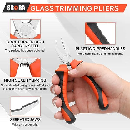 SOROA 21PCS Heavey Duty Mosaic Glass Cutter Kits-Oil Feed Stained Glass Cutter Tool Set-Include Mosaic Wheeled Glass Nipper with Replacement Glass - WoodArtSupply