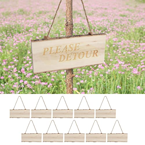 10pcs Unfinished Hanging Wood Signs, Blank Wood Sign Wood Plaque with Ropes for DIY Craft, Painting Writing HERCHR