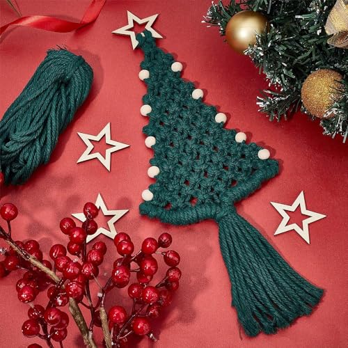 Macrame Christmas Tree Craft Kit, 4 PCS Macrame DIY Kit for Adults Beginners with Instructions Macrame Ornaments for Christmas Tree Macrame Christmas - WoodArtSupply