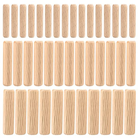 90 Pcs Wooden Dowel Pins, Straight Groove Wooden Dowel Pins with Beveled Ends Tapered, Easy Insertion, for Furniture Door Art Crafts Projects, M6 M8 HexinYigjly