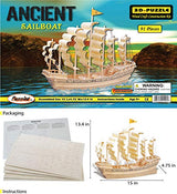Puzzled 3D Puzzle Ancient Sailboat Wood Craft Construction Model Kit, Unique & Educational DIY Wooden Toy Assemble Model Unfinished Crafting Hobby Puzzled