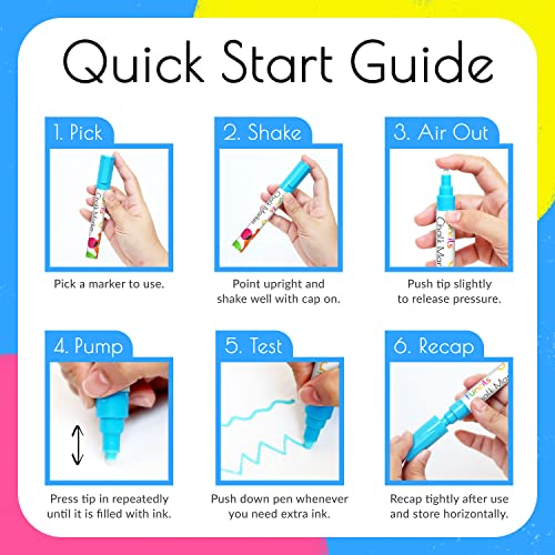 Funcils 10 Extra Fine Tip Chalk Markers for Chalkboard Signs, Blackboard, Window, Labels, Bistro, Glass, Car (10 Pack, 1mm) - Wet Wipe Erasable Ink Funcils