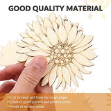 EXCEART 10 Pcs Unfinished Sunflower Wood Cutout Blank Wood Sunflower Slice with Twine for DIY Craft Spring EXCEART