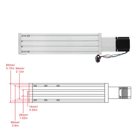RATTMMOTOR ZBX80 200mm Stroke CNC Linear Stage Motion Actuator X Y Z Axis Linear Slide Rail Aluminum Alloy Cross Sliding Table Linear Rail Guide RATTMMOTOR