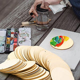 FSWCCK 100 Pcs 4 Inch Unfinished Wood Circles Rounds with Holes, Wood Round Disc Cutouts, Blank Round Wood Circles for DIY Crafts, Painting, FSWCCK