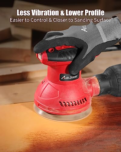 AVID POWER Orbital Sander 3.0 Amp 5 Inch Random Orbit Sander 6 Variable Speeds Electric Wood Sander Tool for Woodworking, 7000-14000 RPM, 12 Pcs AVID POWER