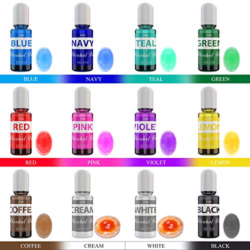 Alcohol Ink Set - 12 x 0.35oz Colors Alcohol Based Ink for Epoxy Resin Painting, Resin Petri Dish Making, Resin Art - Concentrated Alcohol Paint Limino