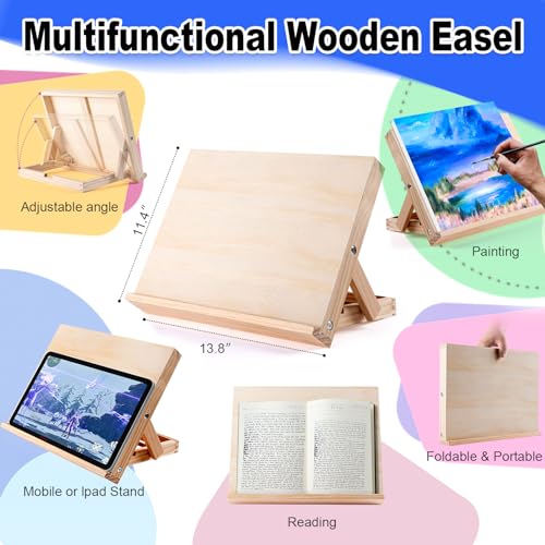 koseibal Art Paint Set with 18 Acrylic Paints, 8 Brushes, 4 Stretched Canvas, 1Wooden Easel, Etc, Premium Painting Supplies Kit for Students, Artists koseibal