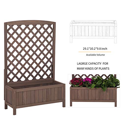 Aivituvin Planter with Trellis Raised Garden Bed Large Garden Box Outdoor for Flower Standing Vertical Lattice Panels for Vine - WoodArtSupply