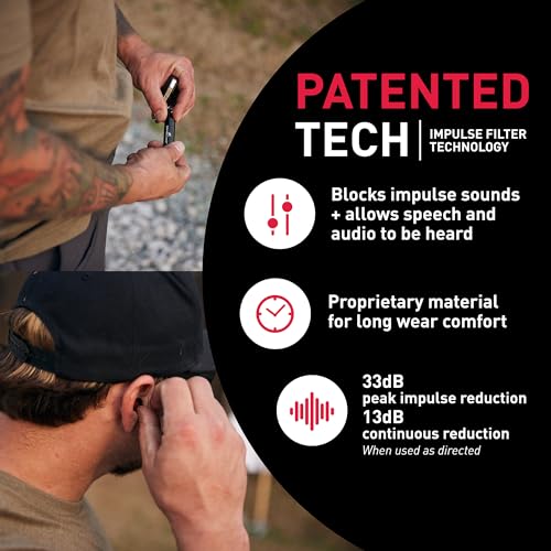 Safariland Pro Impulse Hearing Protection, in Ear Earplugs with Keychain Storage Case - Hearing Protection for Firing Range, Shooting and Hunting Safariland