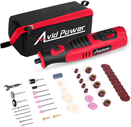 AVID POWER Cordless Rotary Tool 2.0 Ah 8V Rechargeable Rotary Tool, 4 Front LED Lights, 5 Speeds, 60 Pcs Rotary Tool Accessories with Bag for AVID POWER