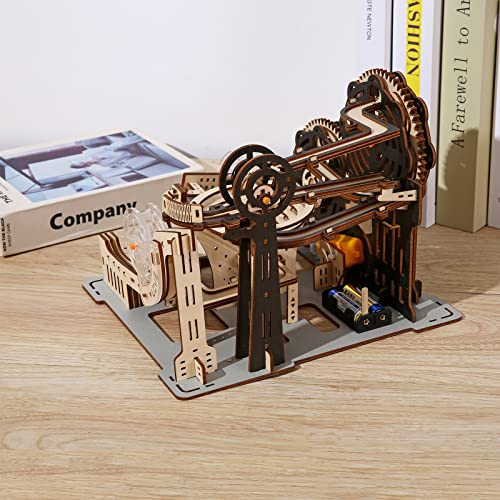 KonHaovF 3D Wooden Puzzles for Adults Marble Run Model Building Kits, Mechanical 3D Wooden Marble Run Model Kits to Build for Home Decoration, DIY 3D KonHaovF