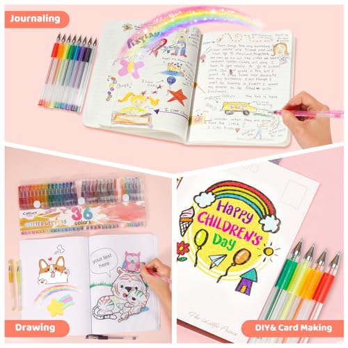 GOTIDEAL 36pcs Glitter Gel Pens Set for Adult Coloring Books
