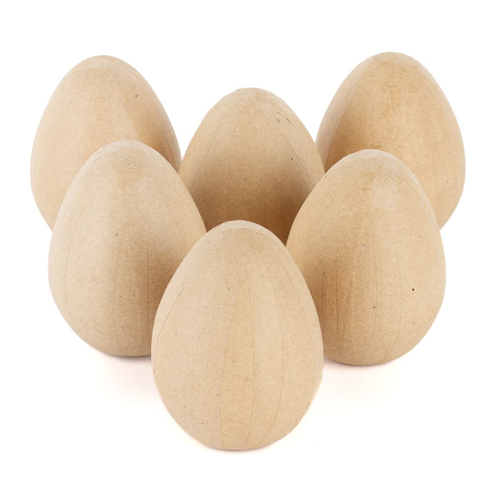 Pack of 6 Paper Mache Eggs by Factory Direct Craft - Unfinished Paper Mâché Eggs Ready to Paint, Decoupage and Decorate for Easter, Everyday and - WoodArtSupply