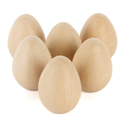 Pack of 6 Paper Mache Eggs by Factory Direct Craft - Unfinished Paper Mâché Eggs Ready to Paint, Decoupage and Decorate for Easter, Everyday and - WoodArtSupply