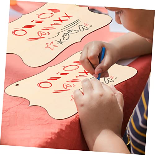 Operitacx 60 Pcs Shaped Wood Chips Unfinished Wood Hanging Plaque Unfinished Wood Banner Wood Blank Plaque Rustic Wood Sign Blank Banner Wood Boards Operitacx