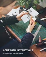 FifthQuarter Leather Tooling Kit: 58 Pcs Essential Leather Working Tools and Supplies for Starter with Guide Leather Craft Tool Kits with Organizer FifthQuarter