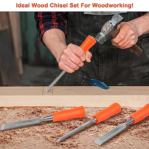 4 Piece Wood Chisel Sets Woodworking Tools Set, Wood Chisels for  Woodworking with Steel Hammer End, Wood Tools Chisel Set Woodworking with  Ergonomic