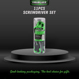 SWANLAKE 11PCS Screwdriver Set, Magnetic 5 Phillips and 5 Flat Head Tips for Fastening and Loosening Seized (11PCS) SWANLAKE GARDEN TOOLS