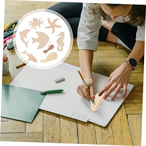 Anneome 70pcs Marine Animal Wood Chips Unfinished Wooden Slices Octopus Cutouts Unfinished Wooden Cutouts DIY Crafts Cutouts Wedding Decoration Wood Anneome