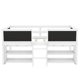 SOFTSEA Twin Size Low Loft Bed with Movable Shelves and Chalkboard - Space-Saving Wooden Design in White SOFTSEA