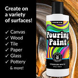 White Pouring Paint Acrylic Pouring for Pour Art and Flow Painting 8oz 236 ml Bottle Titanium White HIPPIE CRAFTER