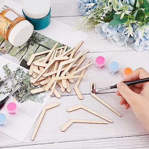 OLYCRAFT 30pcs Unfinished Wood Hockey Stick Blank Wood Slices Hockey Shape Wooden Pieces Unfinished Blank Slices Natural Wood Cutouts for DIY Project OLYCRAFT