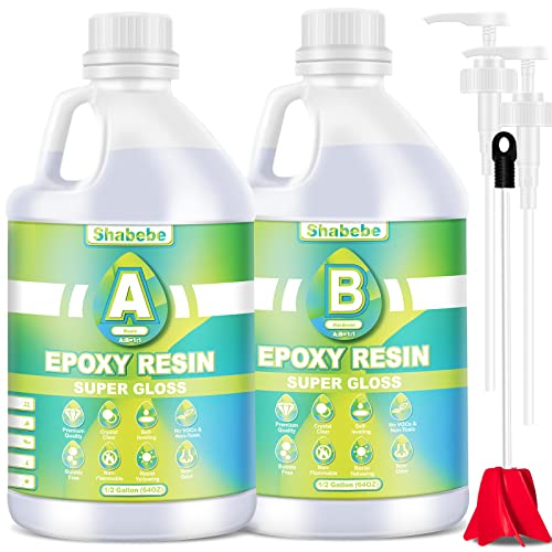 Epoxy Resin, 1 Gallon Super Gloss Epoxy Resin Kit, Self Leveling No Bubble Easy Mix 1:1 Casting & Coating Resin and Hardener Kit for Jewelry Casting,