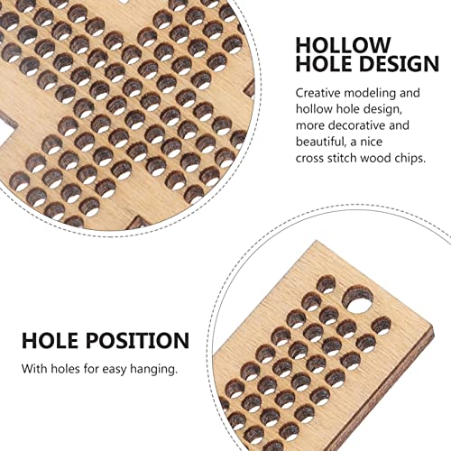 Ciieeo 10 Pcs Cross Stitch Wood Pieces Embroidery Hoop Stand Needlecraft Cross- Disc Wooden Board Wooden Heart Tags Stocking Stuffers Wooden Love Ciieeo