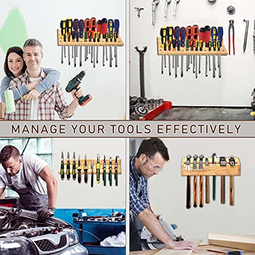 3 Pack Tool Organizers and Storage, Wooden Screwdriver Organizer Wall Mount, Pliers Rack Hammer Screwdriver Holder Tool Rack for Garage Shed Workshop stepstall