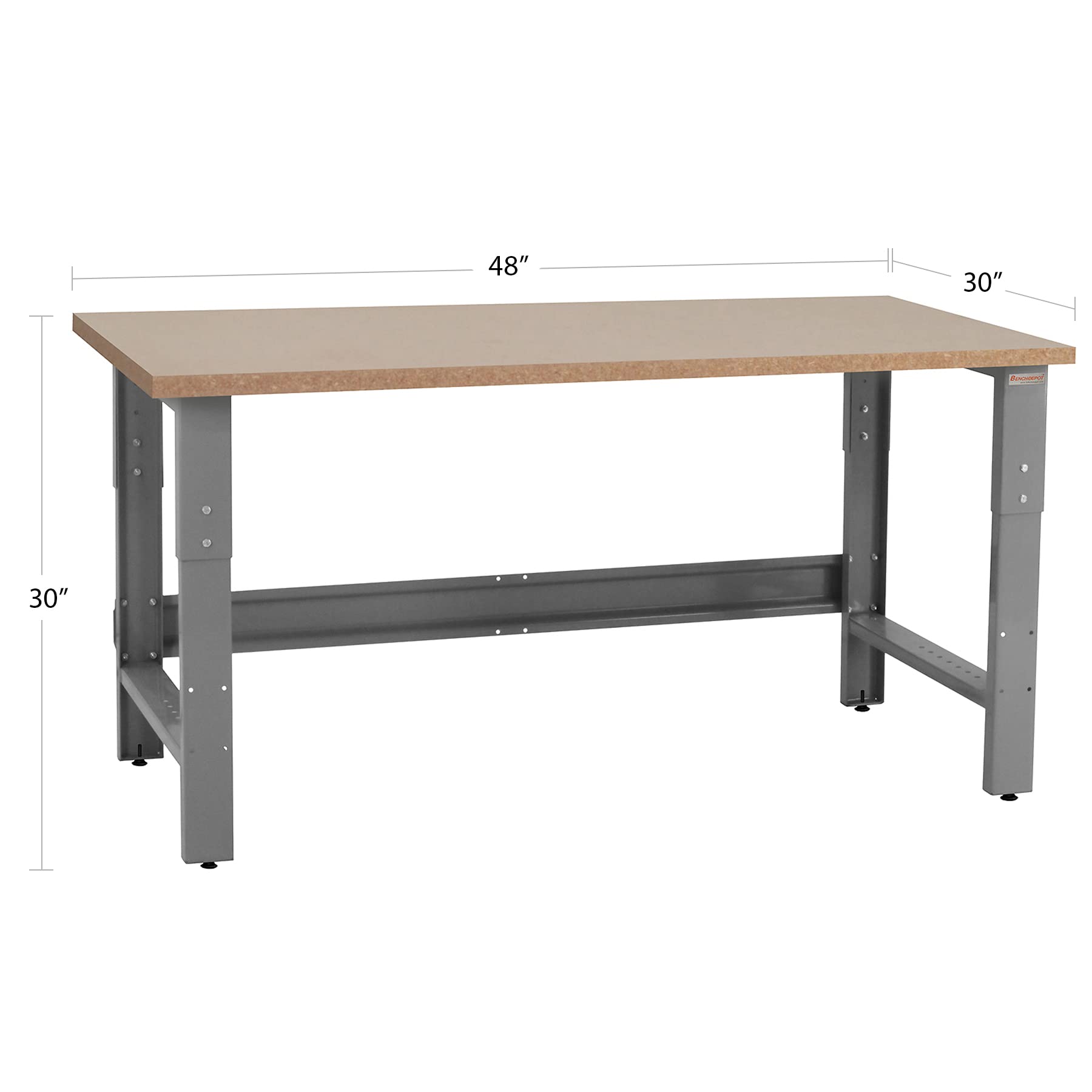 BenchPro Table & Workbench: 1inches Thick Particle Board Top, Height Adjustable Bench - by BenchPro - 30inches D x 48inches L x 30inches - 36inches H - WoodArtSupply