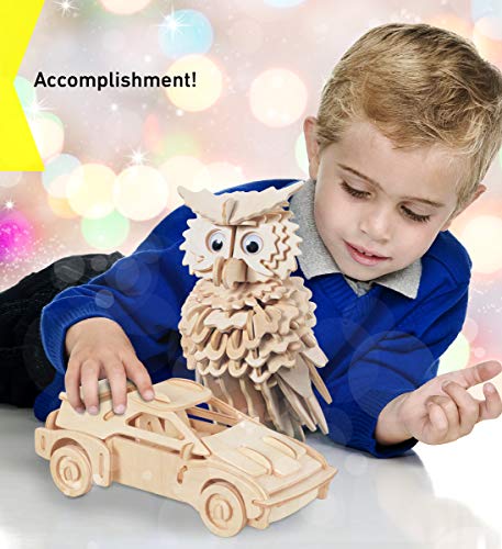 Puzzled 3D Wooden Puzzles Pack of 30 - Wood Craft Construction Model Kits for Kids & Adults of Assorted Random 30 Kits, Educational DIY Toy, - WoodArtSupply