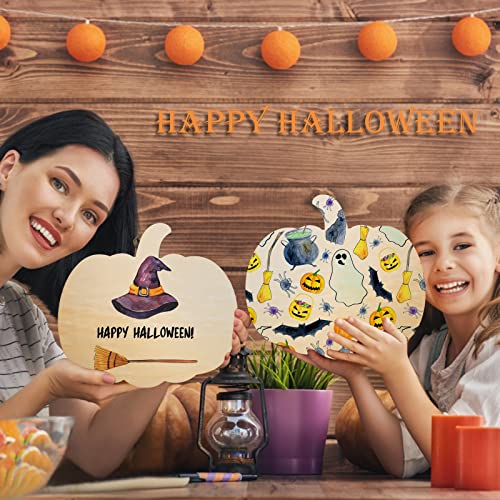 12 Pieces Large Wood Pumpkin Cutouts Blank Pumpkin Shape Cut Out Wooden Pumpkin Cutout Unfinished Wood Craft for Fall Party DIY Thanksgiving AWIZOM