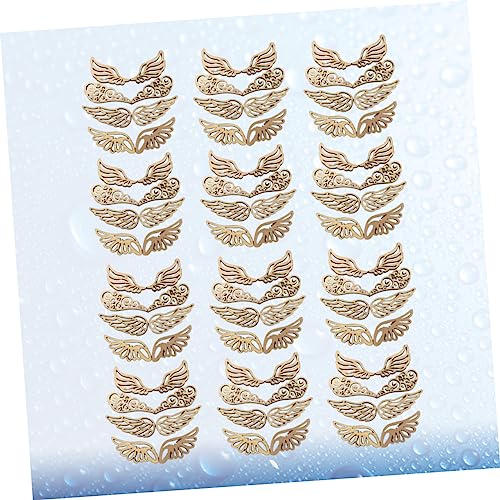 Christmas Wood Angel Wings 80pcs Mini Chips Gift Stuff Wooden Angel Wings Cutouts Angel Crafts Unfinished Round Blank Wood Bamboo CD Paper Cut Amosfun
