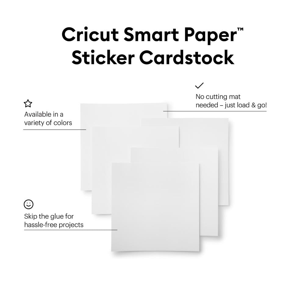 Cricut Smart Paper Sticker Cardstock - 10 Sheets - 13in x 13in - Adhesive Paper for Stickers - Compatible with Cricut Explore 3/Maker 3 - White - WoodArtSupply