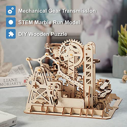 Rowood 3D Wooden Marble Run Puzzle Craft Toy, Gift for Adults & Teen Boys Girls, Age 14+, DIY Model Building Kits - Tower Coaster(Marble Climber) - WoodArtSupply