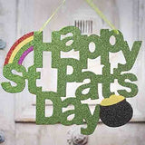 Factory Direct Craft Set of 2 Green Glittery Happy St Pat's Day Sign for Decorating, Parties, and Crafting 14"W x 11"H Factory Direct Craft