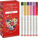 Primrosia 12 Amore Acrylic Paint Pens for rock painting, paper, wood, ceramic, stone, canvas – Extra Fine Tip Markers Set Primrosia