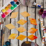 OLYCRAFT 50PCS Wood Pieces Unfinished Wood Rhombus Pieces Natural Wood Rhombus Cutout Shape Wood Rhombus Blank Slices for DIY Crafts Holiday OLYCRAFT