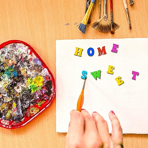 VILLCASE Mini Wood Letters, 200 Pieces Unfinished Wood Alphabet Letter Slices, 0.6" A-Z Wood Pieces DIY Wooden Alphabet Spelling Educational Kits for VILLCASE