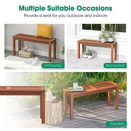 Tangkula Solid Wood Loveseat Bench for Indoor and Outdoor Relaxation, 39.5" Slatted Seat for Two Tangkula