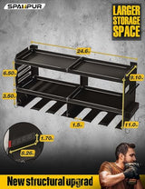 Spampur Power Tool Organizer Wall Mount with Charging Station, Garage Tool Shelf 6 Drill Holders, Tool Battery Holder with Screwdriver Heavy Duty Spampur