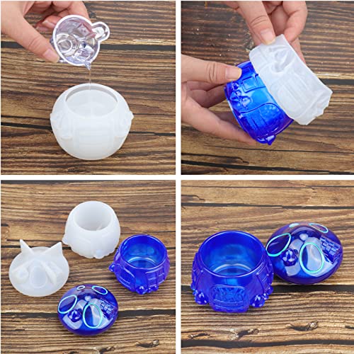 Juome Resin Molds Silicone, Mushroom Jars Silicone Molds for Epoxy Resin Casting, Resin Jar Mold with Lid for DIY Jewelry Storage Box, Candy Juome