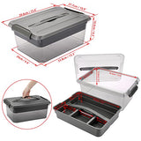 BTSKY Stack & Carry Box, Clear Plastic Storage Container Stackable Home Utility Box with Removable Tray Multi-Purpose Storage Bin for Organizing BTSKY