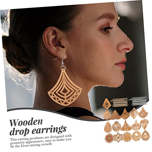 VILLCASE 3 Sets Wooden Geometric Earrings Leather Earring Making Kit African Earrings for Women Unfinished Wood Earrings Wooden Jewelry DIY Kits VILLCASE