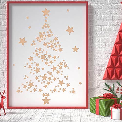 800 Pieces Christmas Wooden Stars Blank Wooden Star Slices Mini Star Embellishments Assorted Size Wooden Star Ornament for DIY Christmas Craft Making Syhood