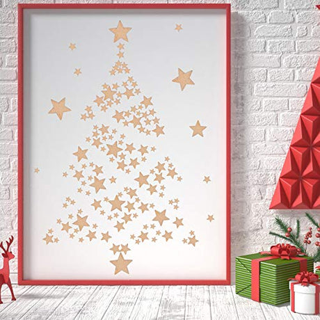 800 Pieces Christmas Wooden Stars Blank Wooden Star Slices Mini Star Embellishments Assorted Size Wooden Star Ornament for DIY Christmas Craft Making Syhood